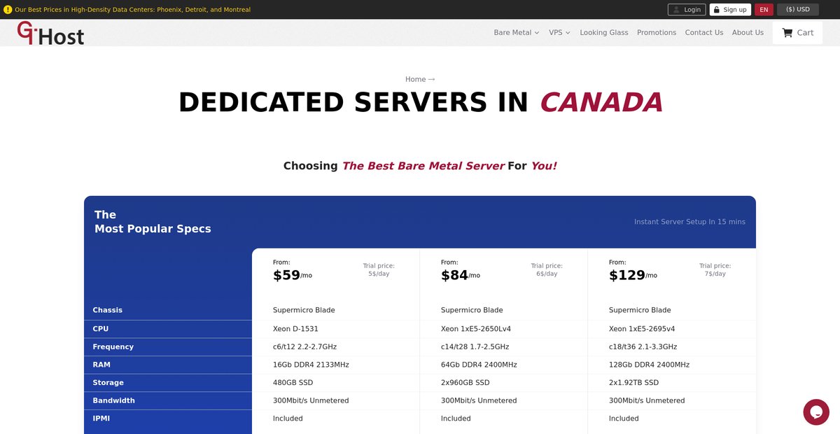 Instant Dedicated Servers in Canada Screenshot