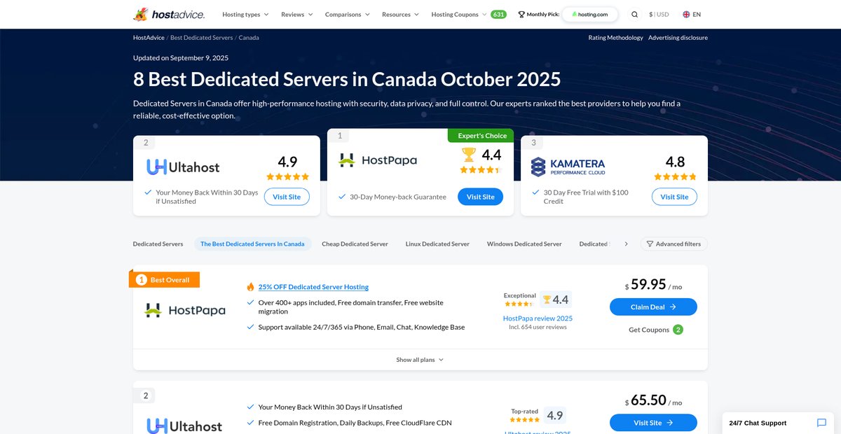 8 Best Dedicated Servers in Canada (Aug 2025) Screenshot