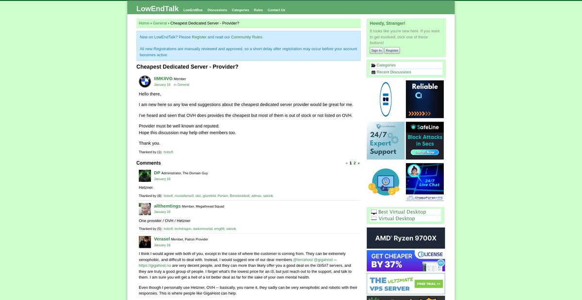 Cheapest Dedicated Server - Provider? Screenshot