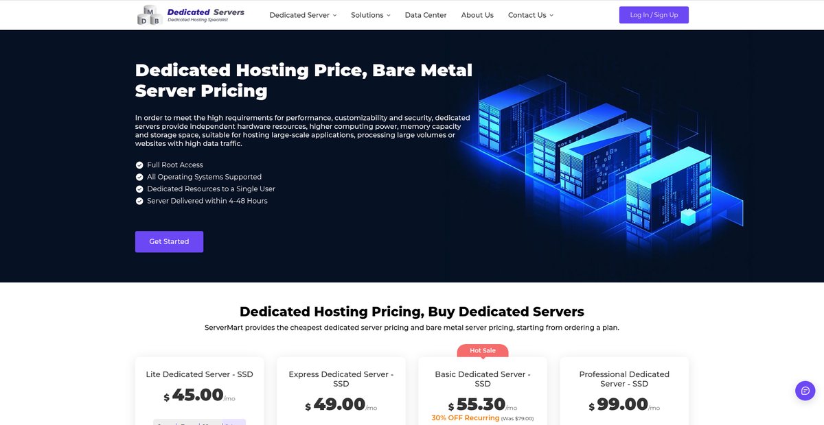 Dedicated Server Pricing, Buy Dedicated Servers Screenshot