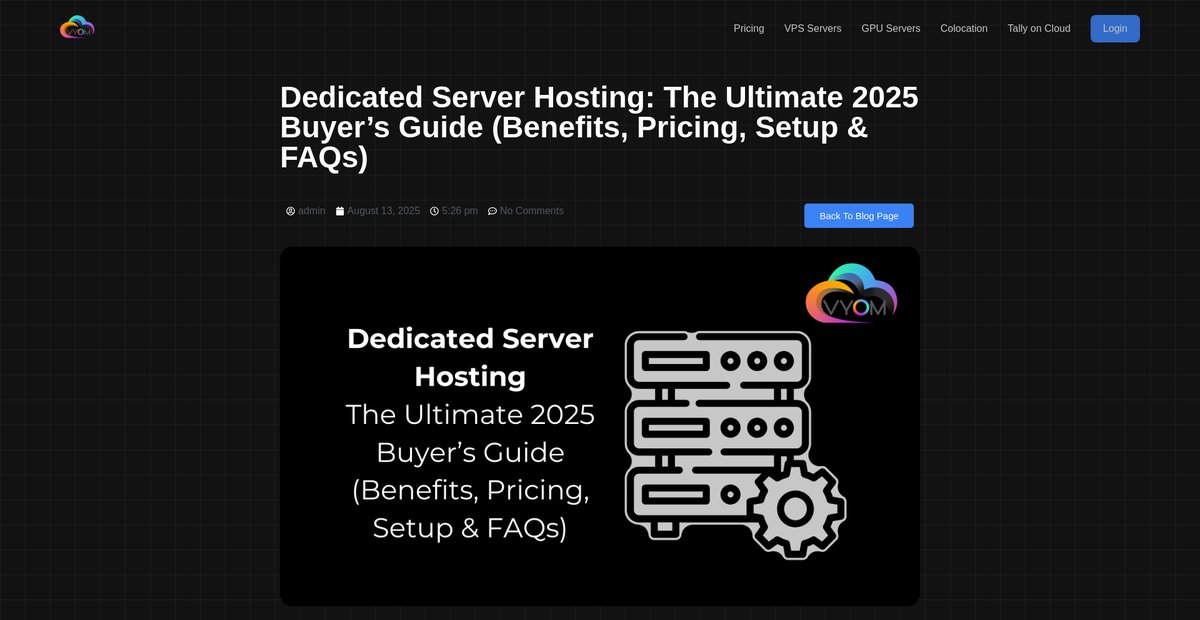 Dedicated Server Hosting in 2025 | Benefits, Pricing, Setup ... Screenshot
