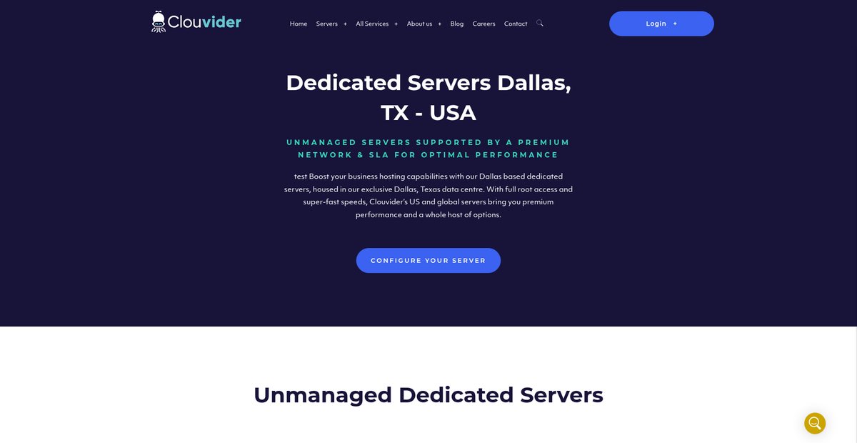Unmanaged Dedicated Servers In Dallas, USA Screenshot