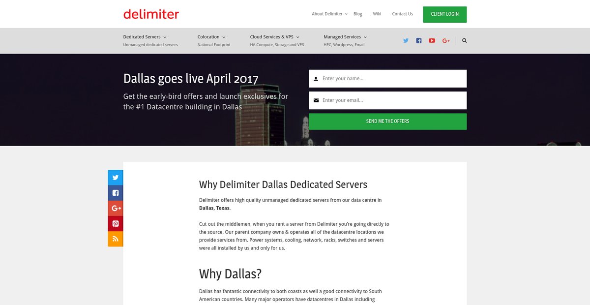 Dedicated Server Hosting in Dallas, Texas from $99/Month Screenshot