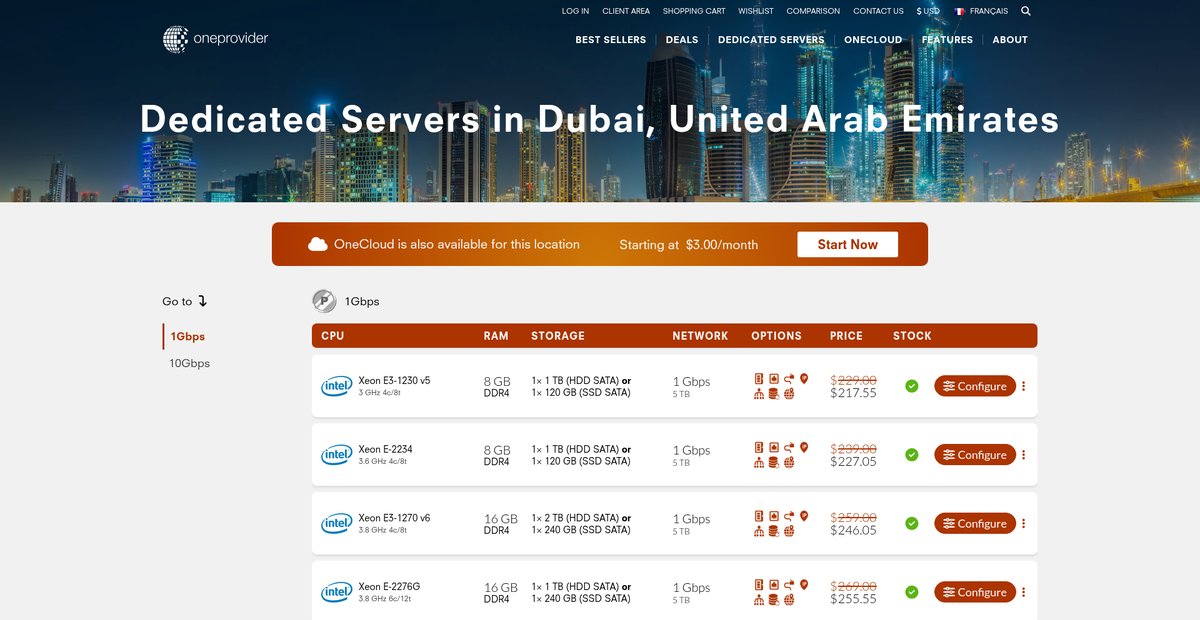 Dedicated servers in Dubai, United Arab Emirates Screenshot