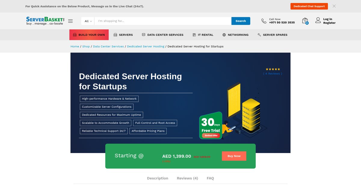 Dedicated Server Hosting for Startups Screenshot