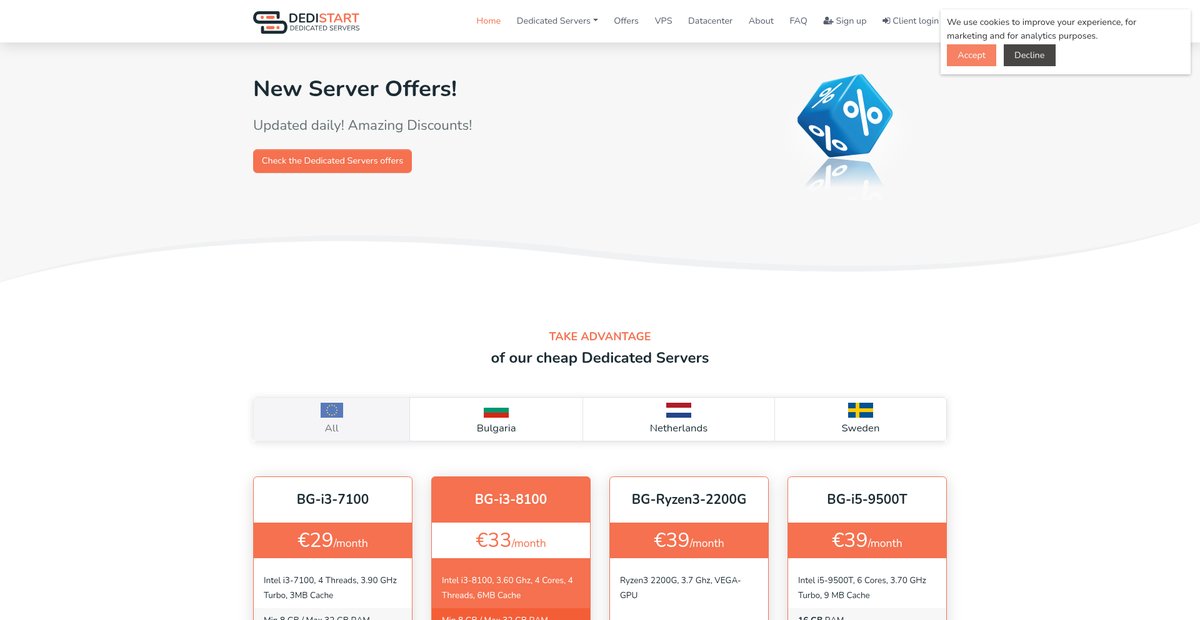 Affordable Dedicated Servers in Europe Screenshot