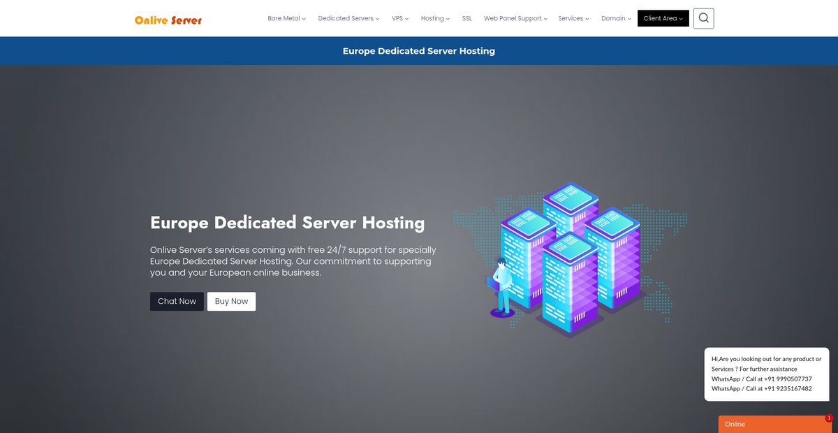 Best Europe dedicated server hosting plan buy at low cost - Onlive Server Screenshot