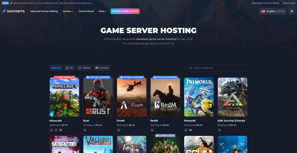 Game Server Hosting Screenshot