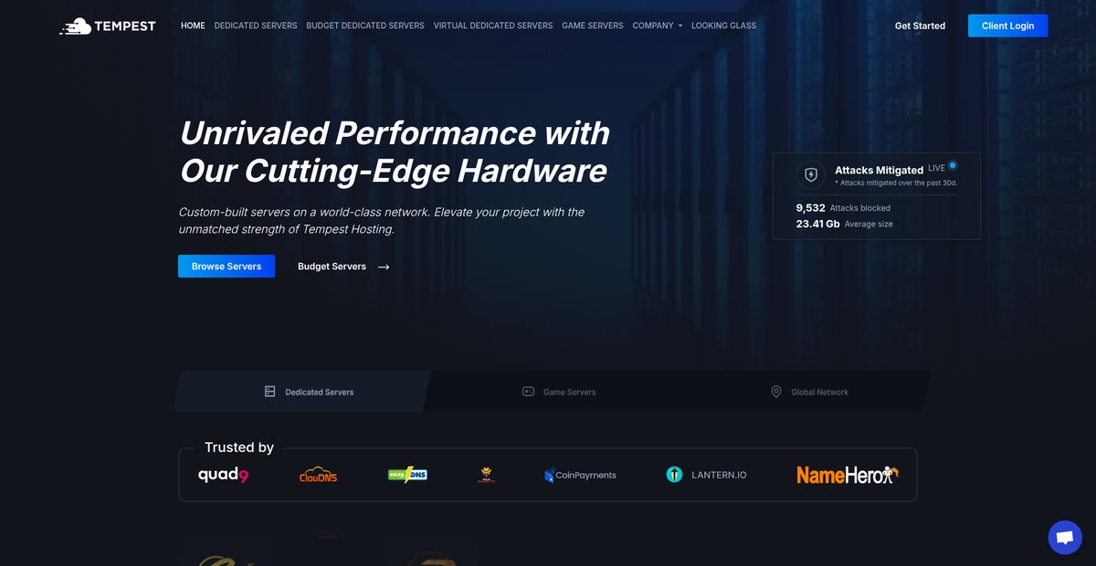 Tempest Hosting: Dedicated Servers & Game Hosting Screenshot