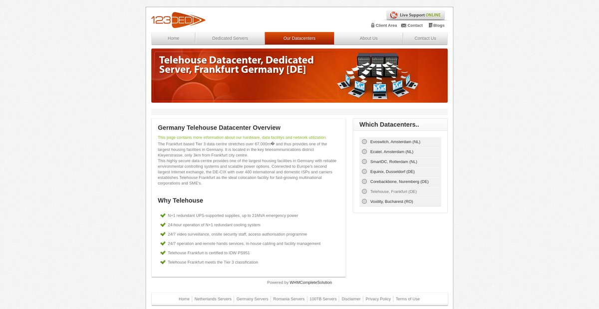 Telehouse Datacenter, Dedicated Server, Frankfurt Germany [DE] Screenshot