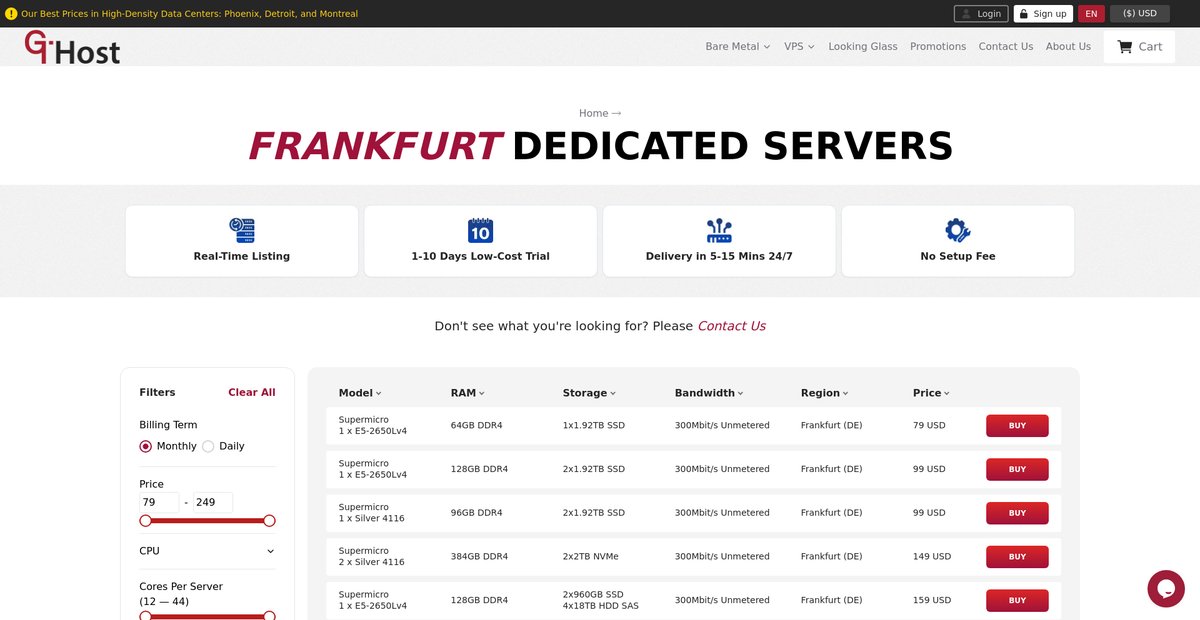 Frankfurt Instant Dedicated Servers - Fast and Secure Screenshot