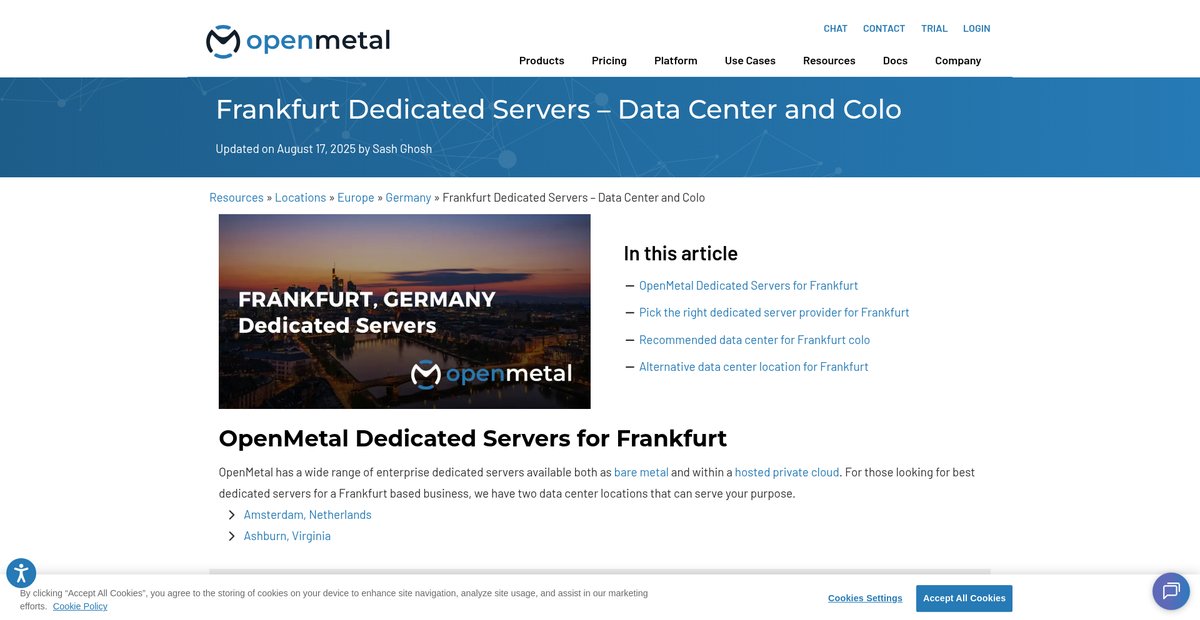 Frankfurt Dedicated Servers - Data Center and Colo Screenshot