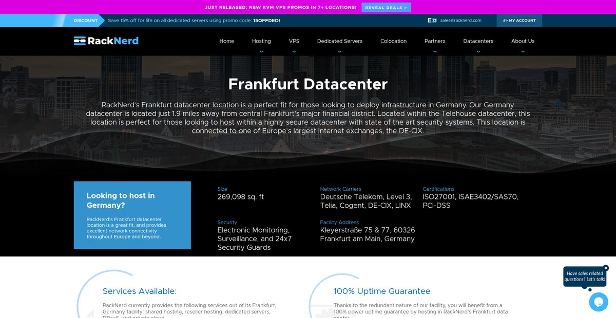 Frankfurt Datacenter - RackNerd - Introducing Infrastructure Stability Screenshot