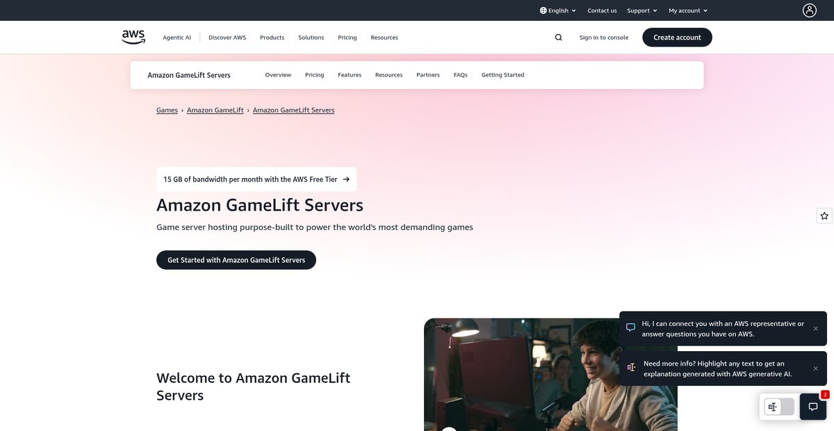 Dedicated Game Server Hosting - Amazon GameLift - AWS Screenshot