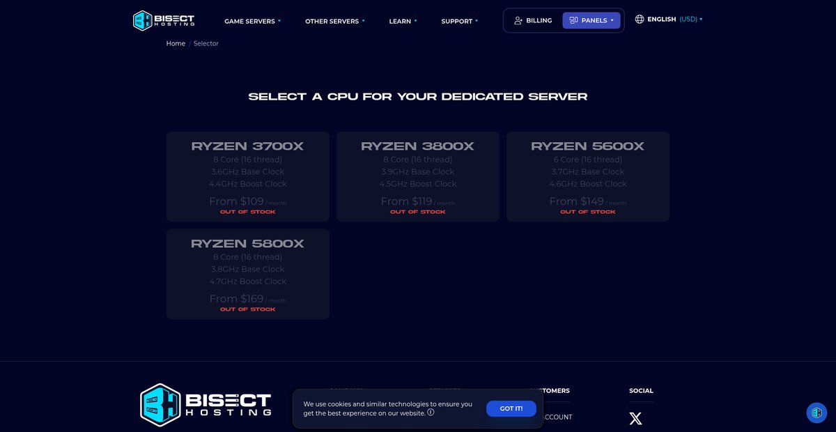 Select Your Game Server & Hosting Plan | BisectHosting Screenshot