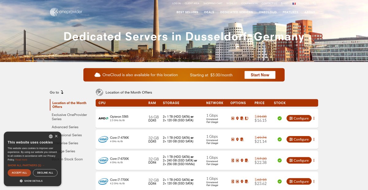 Dedicated servers in Dusseldorf, Germany Screenshot