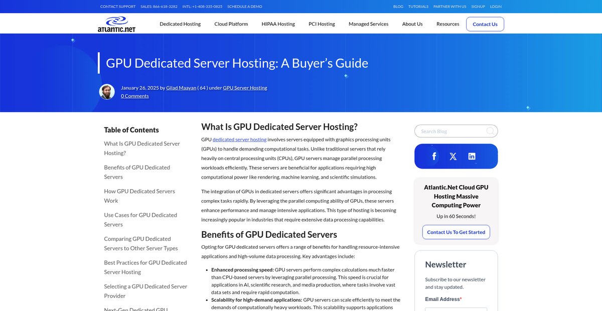 GPU Dedicated Server Hosting: A Buyer’s Guide Screenshot