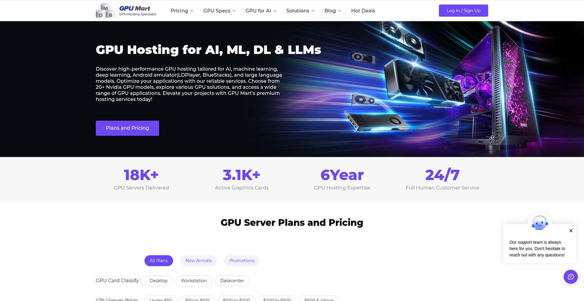 GPU Mart: GPU Hosting for AI, ML, DL & LLMs Screenshot