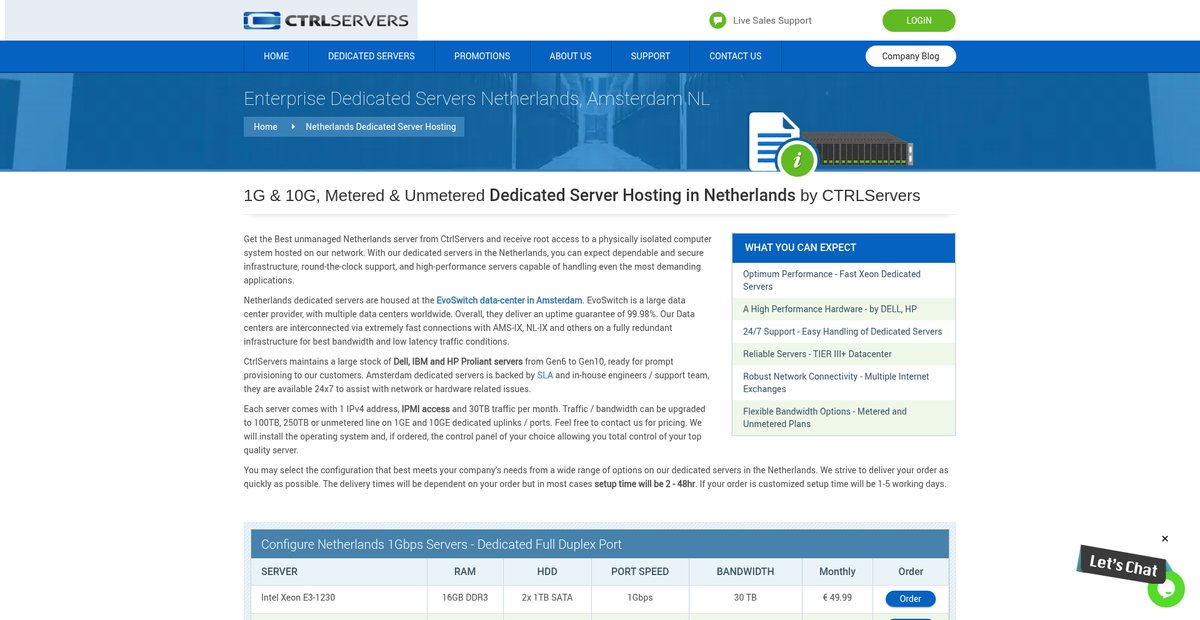 Enterprise Dedicated Servers Netherlands | Amsterdam NL Screenshot