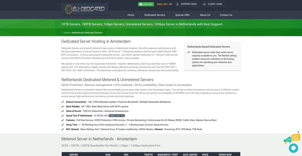Netherlands Dedicated Servers | Low Cost Hosting Screenshot