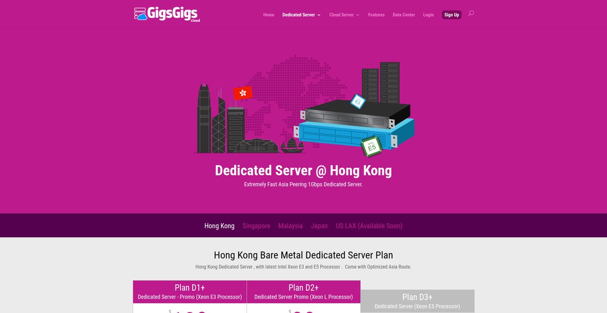GigsGigs Hong Kong Dedicated Server, SSD Server Hosting, CN2 Server Screenshot