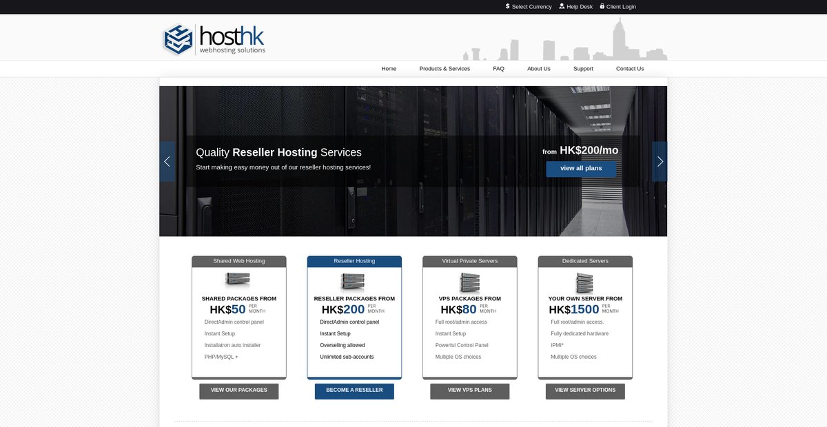 Host Hong Kong - Hong Kong based Web Hosting services. Screenshot
