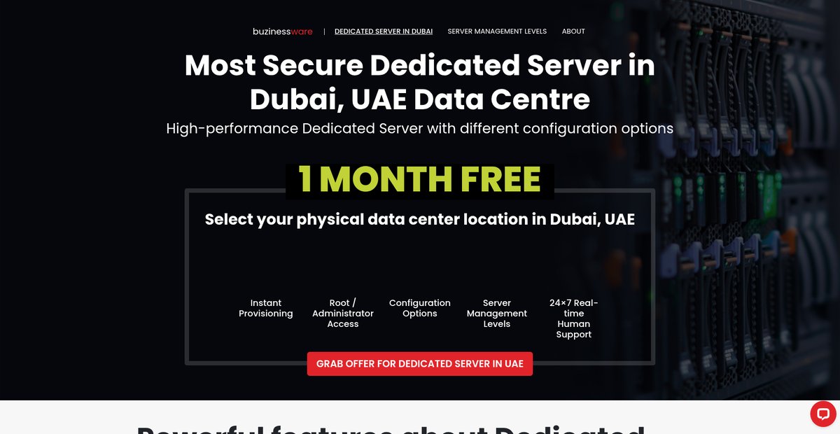 Most Secure Dedicated Server in Dubai, UAE Data Centre Screenshot