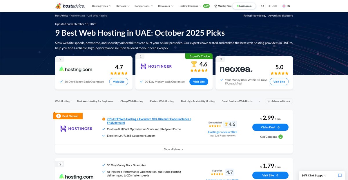9 Best Web Hosting in UAE: (Sep 2025) Picks Screenshot