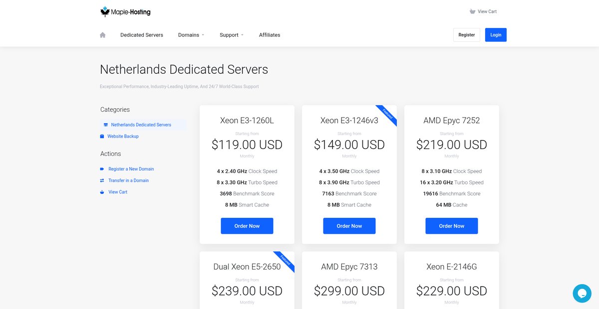 Netherlands Dedicated Servers - Maple-Hosting Screenshot