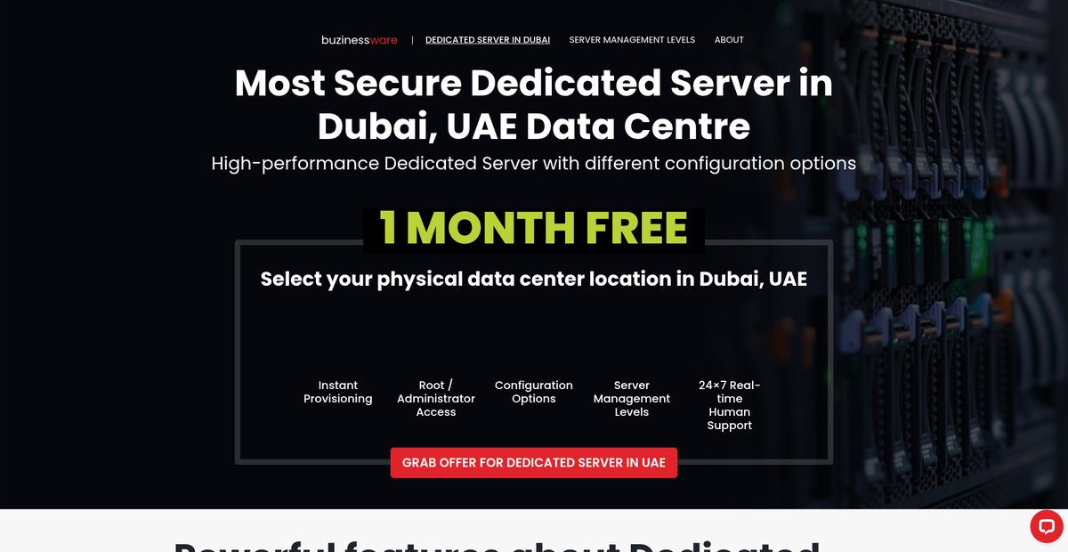 UAE's #1 Dedicated Server with 24x7 real-time human support Screenshot