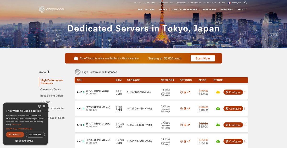 Dedicated servers in Tokyo, Japan Screenshot