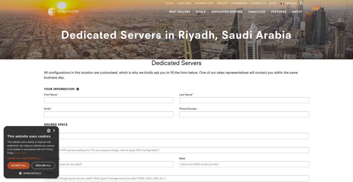 Dedicated servers in Riyadh, Saudi Arabia Screenshot