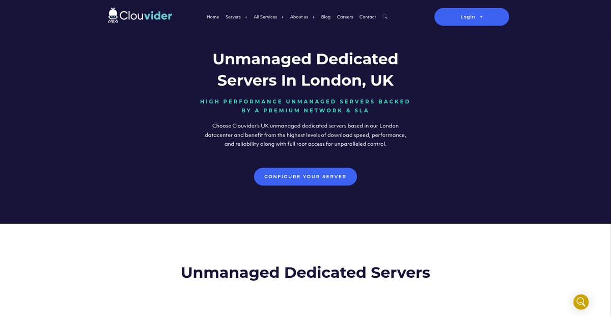 Unmanaged Dedicated Servers In London, UK Screenshot