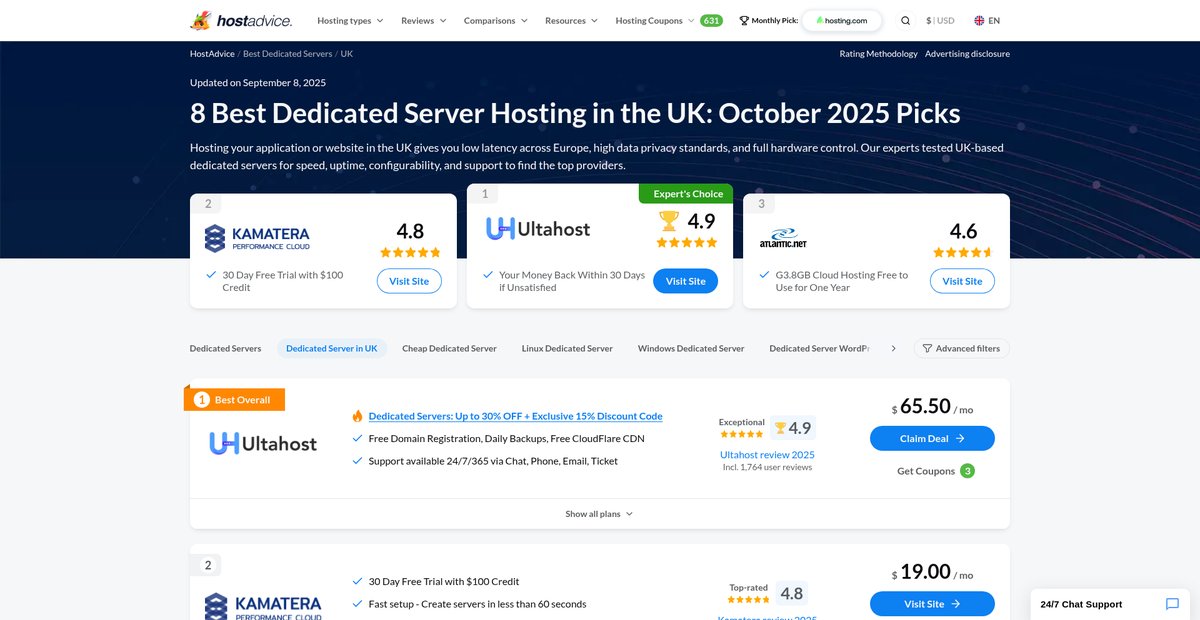 8 Best Dedicated Server Hosting in the UK (Oct 2025) Screenshot