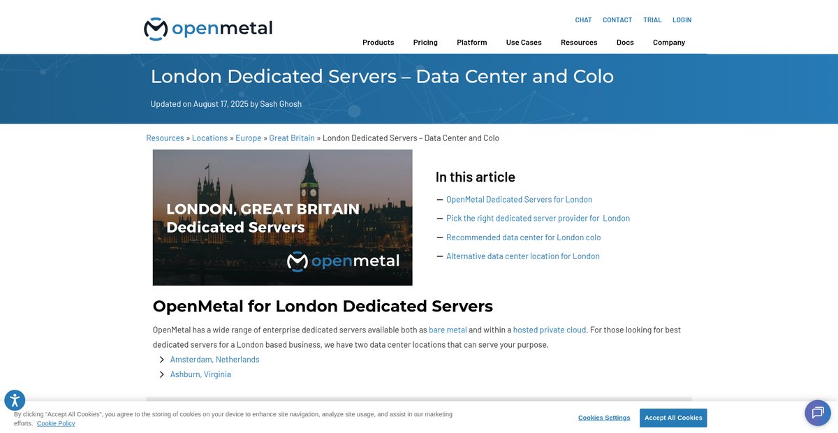 London Dedicated Servers - Data Center and Colo Screenshot