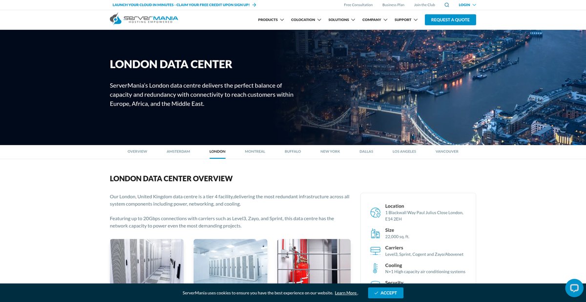 London UK Tier 4 Data Centre Dedicated Hosting Screenshot