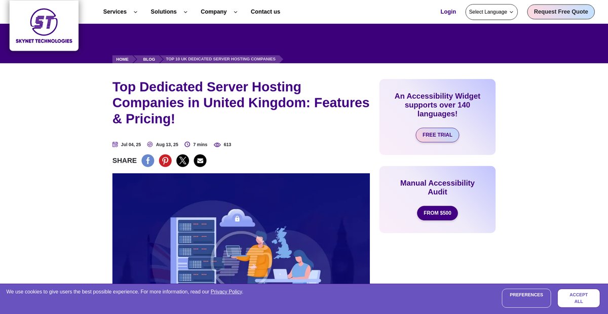 Top 10 UK Dedicated Server Hosting Companies Screenshot