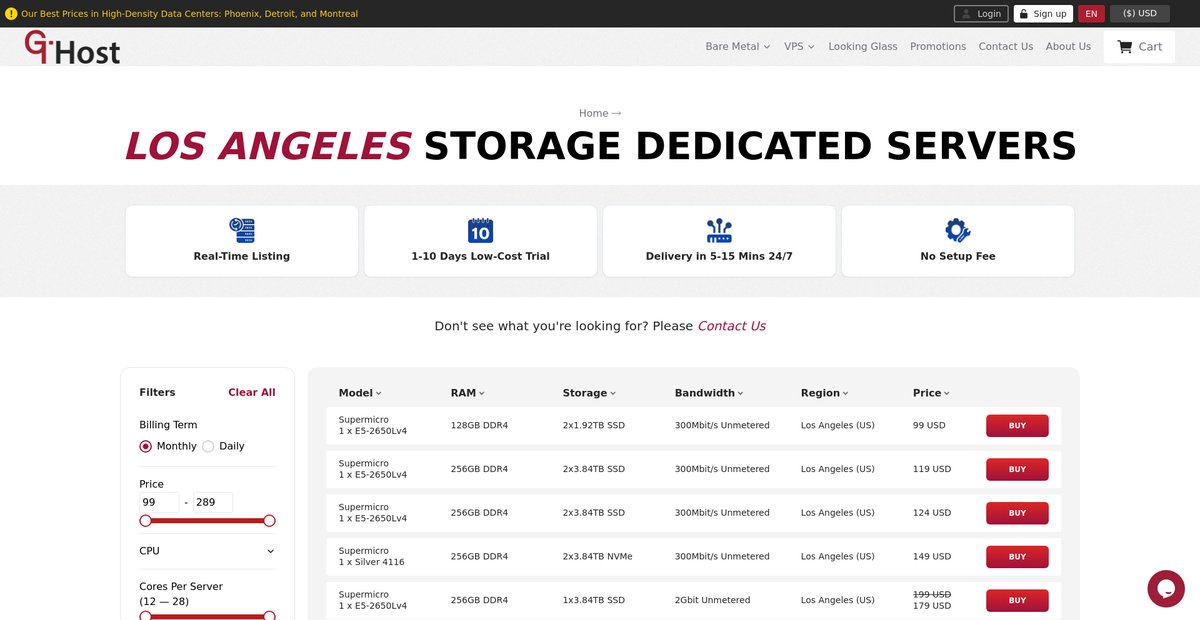 Los Angeles Storage Dedicated Servers, USA - GTHost Screenshot