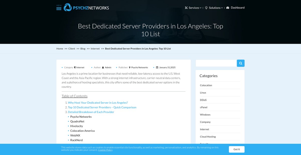 Best Dedicated Server Providers in Los Angeles: Top 10 List Screenshot