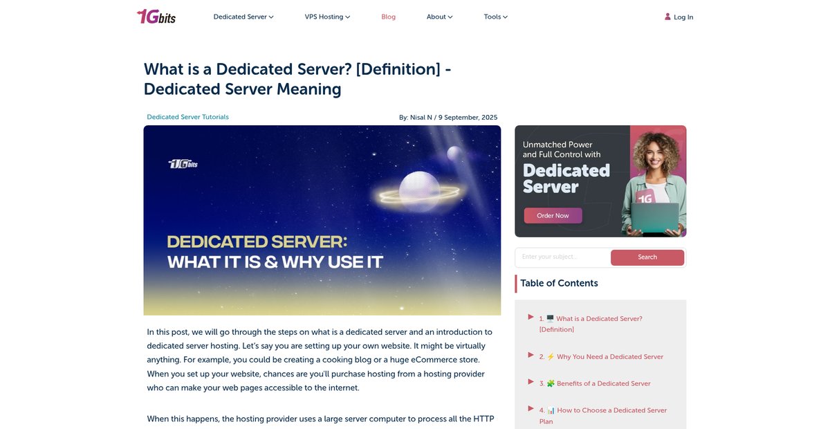 What is a Dedicated Server? [Definition] - Dedicated Server Meaning Screenshot
