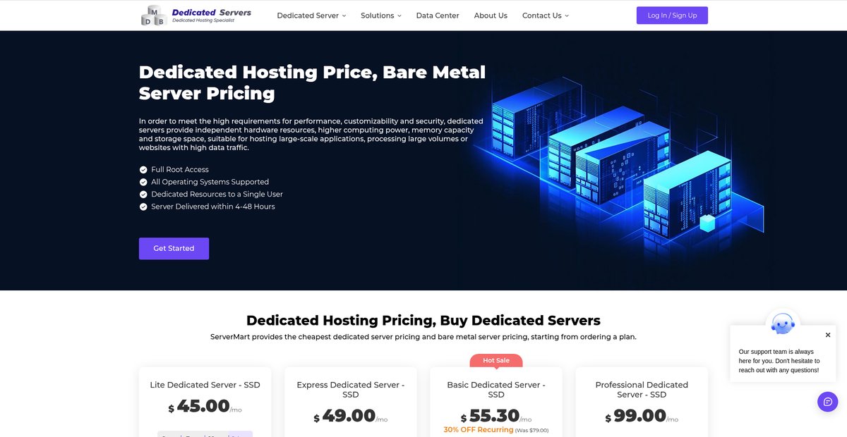 Dedicated Server Pricing, Buy Dedicated Servers Screenshot