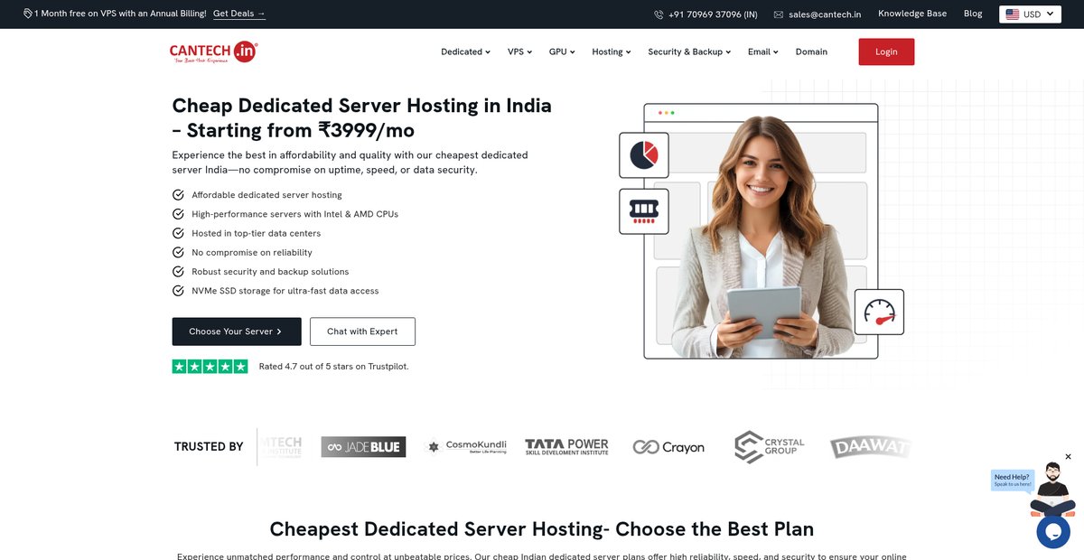 Cheap Dedicated Server Hosting India from ₹3999/mo Screenshot