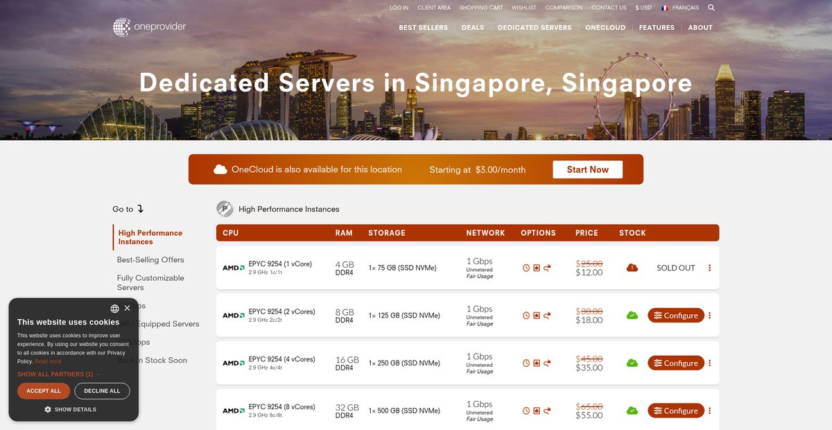 Dedicated servers in Singapore, Singapore Screenshot