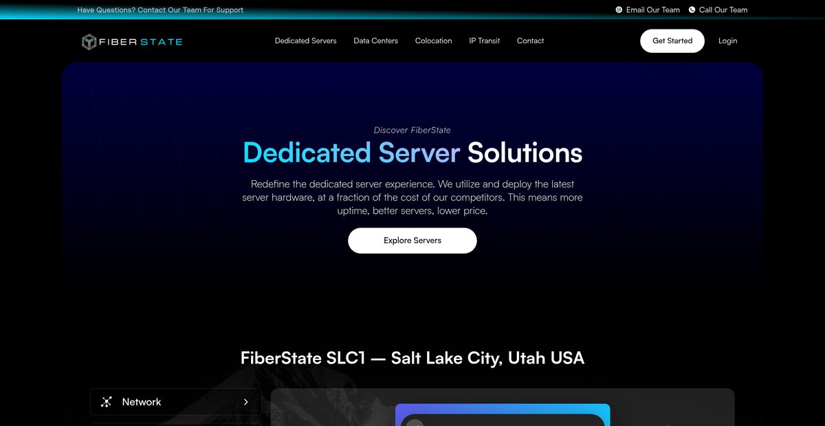 Dedicated Server Hosting | High-Performance and Reliable Solutions by FiberState Screenshot