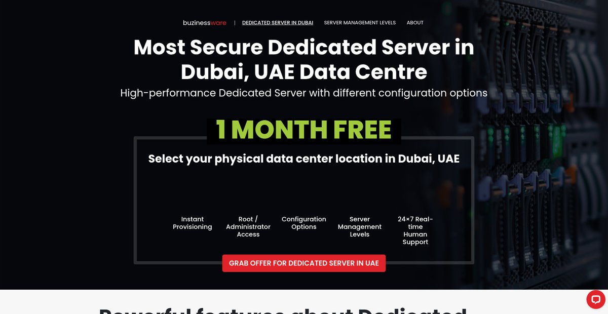 UAE's #1 Dedicated Server with 24x7 real-time human support Screenshot