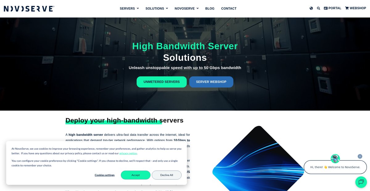 High Bandwidth Dedicated Server Hosting | 10–50 Gbps ... Screenshot