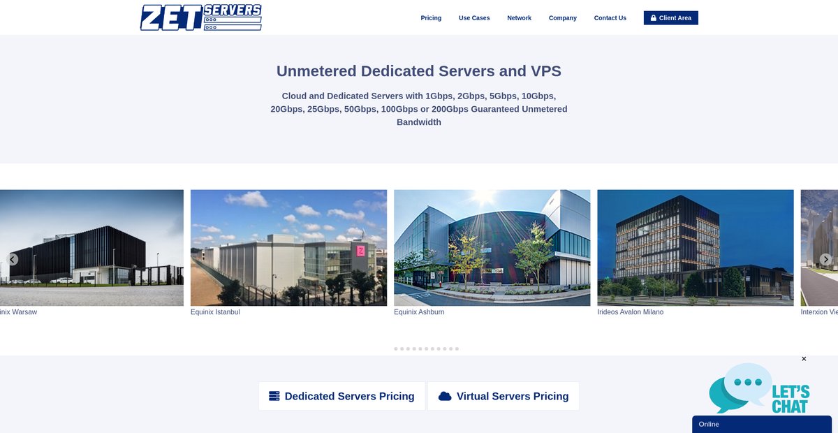 ZetServers - Unmetered Dedicated Servers and VPS with ... Screenshot