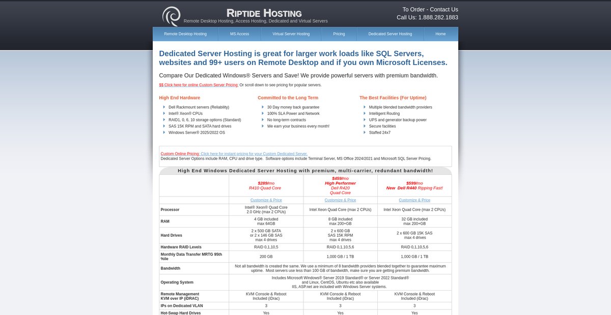 Windows Dedicated Server Hosting | Windows Server Hosting | Dedicated SQL Server Hosting in Denver Colorado Screenshot