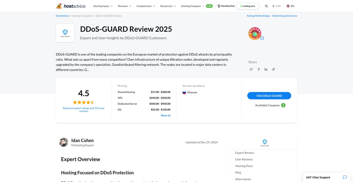 DDoS-GUARD Reviews by 154 Users & Expert Opinion - Jun 2025 Screenshot