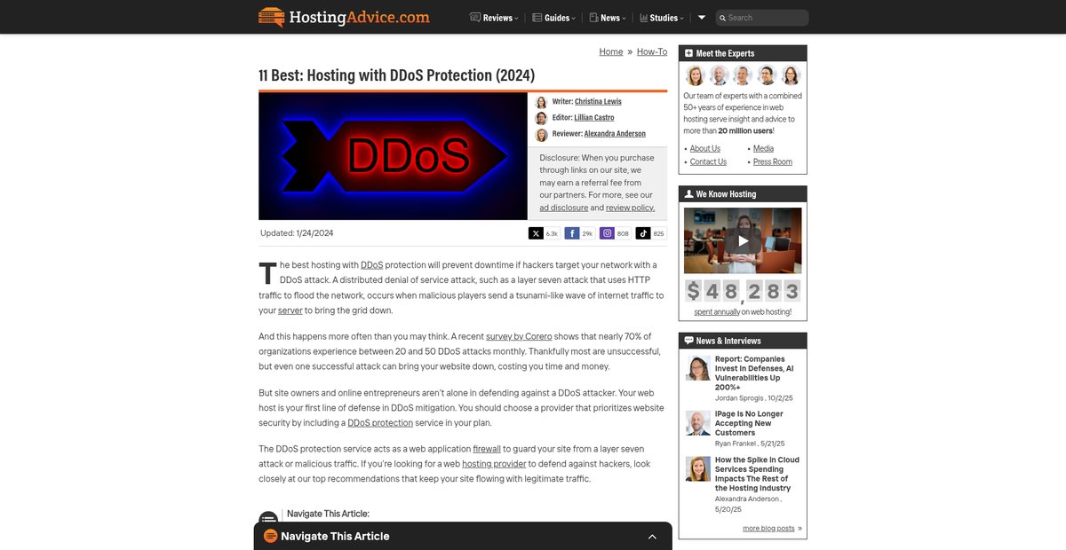 11 Best: Hosting with DDoS Protection (2024) Screenshot